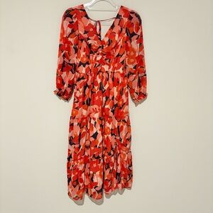 Sincerely Jules Floral Dress Midi Navy Red Blue Pink White Chiffon small